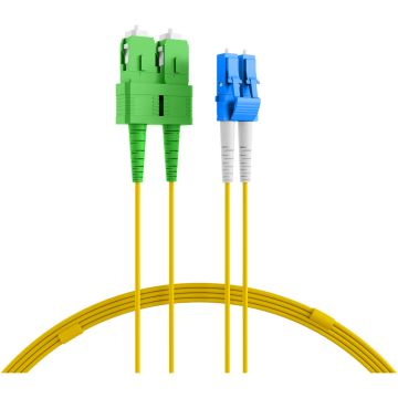 Glasvezel Patchkabel, OS2, DX, LC/pc-SC/apc8, LSZH, Geel, 20m, Fig8, G652D