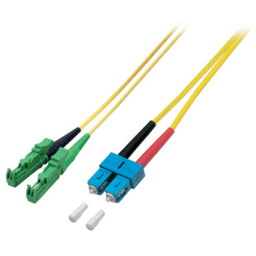 Glasvezel Patchkabel, OS2, DX, SC/pc-E2000/apc8, LSZH, Geel, 2m, Fig8, G657A