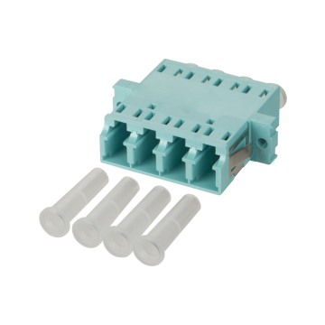 Koppelstuk OM3, LC Quad, Turkoois, MM, Incl. schroefjes