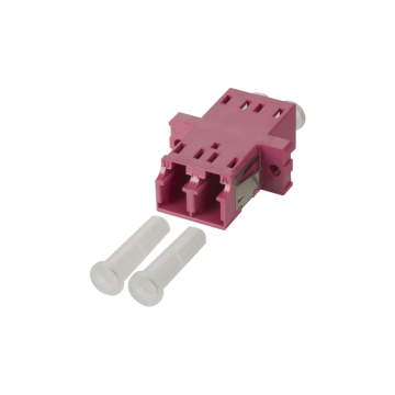Koppelstuk OM4, LC Duplex, Roze, MM, Incl. schroefjes