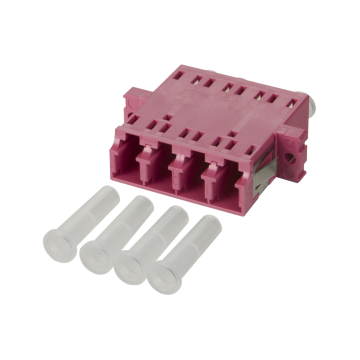 Koppelstuk OM4, LC Quad, Roze, MM, Incl. schroefjes