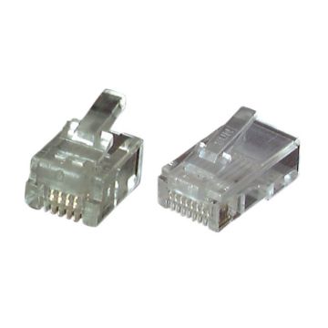 RJ10, Modulair plug, UTP, soepel tbv ronde kabel, vpe