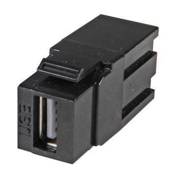 USB2.0, Snap-In adapter, zwart, type A/type A, install.diepte 32mm