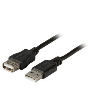 USB2.0, Verlengkabel type A naar type A, M/F, zwart, 3m