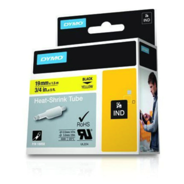 Rhino tape Krimpkous 19mm Geel (tekst zwart) tbv printer 4200/5200/6000