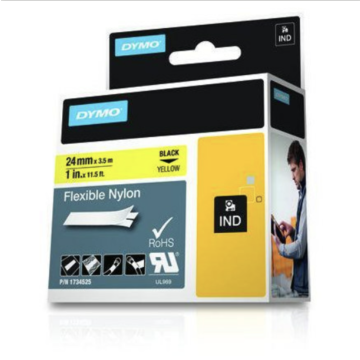 Rhino tape Nylon 24mm Geel (tekst zwart) tbv printer 4200/5200/6000