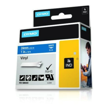 Rhino tape Vinyl 24mm Blauw (tekst wit) tbv printer 4200/5200/6000