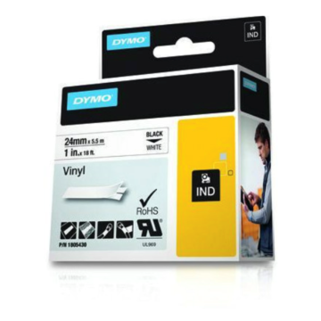 Rhino tape Vinyl 24mm Wit (tekst zwart) tbv printer 4200/5200/6000