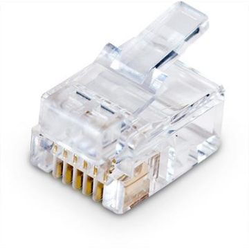 RJ12, Modulair plug, UTP, soepel tbv platte kabel, vpe