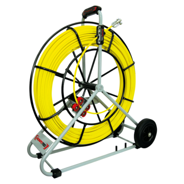 Runpotec, PROFI-SET Fiberglas Trekveer 9mm, L=150m, op mobiele haspelwagen, MTR teller enz.