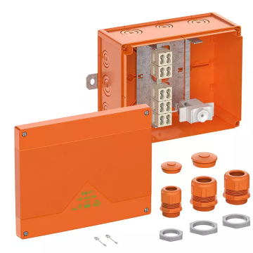 WKE 6 T 1D01, 5x16 kwadraat, Functiebehoud aftakdoos, L250 x B200 x H120mm, oranje
