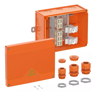 WKE 6 T 2D01, 5x16 kwadraat, Functiebehoud aftakdoos, L250 x B200 x H120mm, oranje