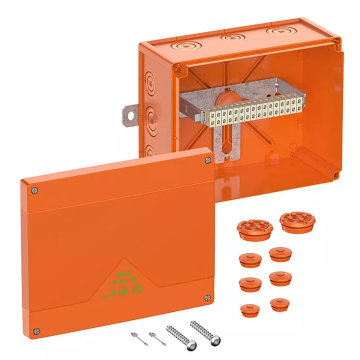 WKE 6, 16x1.5 kwadraat, Functiebehoud verbindingsdoos, L250 x B200 x H120mm, oranje