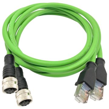 TREND, 2x Profinet RJ45 (m) - M12 (f) D coded 1m adapter kabel voor de Navitek IE