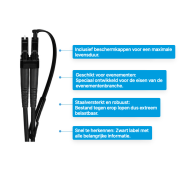 TTL, Glasvezel Patchkabel, OS2, DX, LC/upc-LC/upc, staal gearmeerd, zwart, x m, G657A2